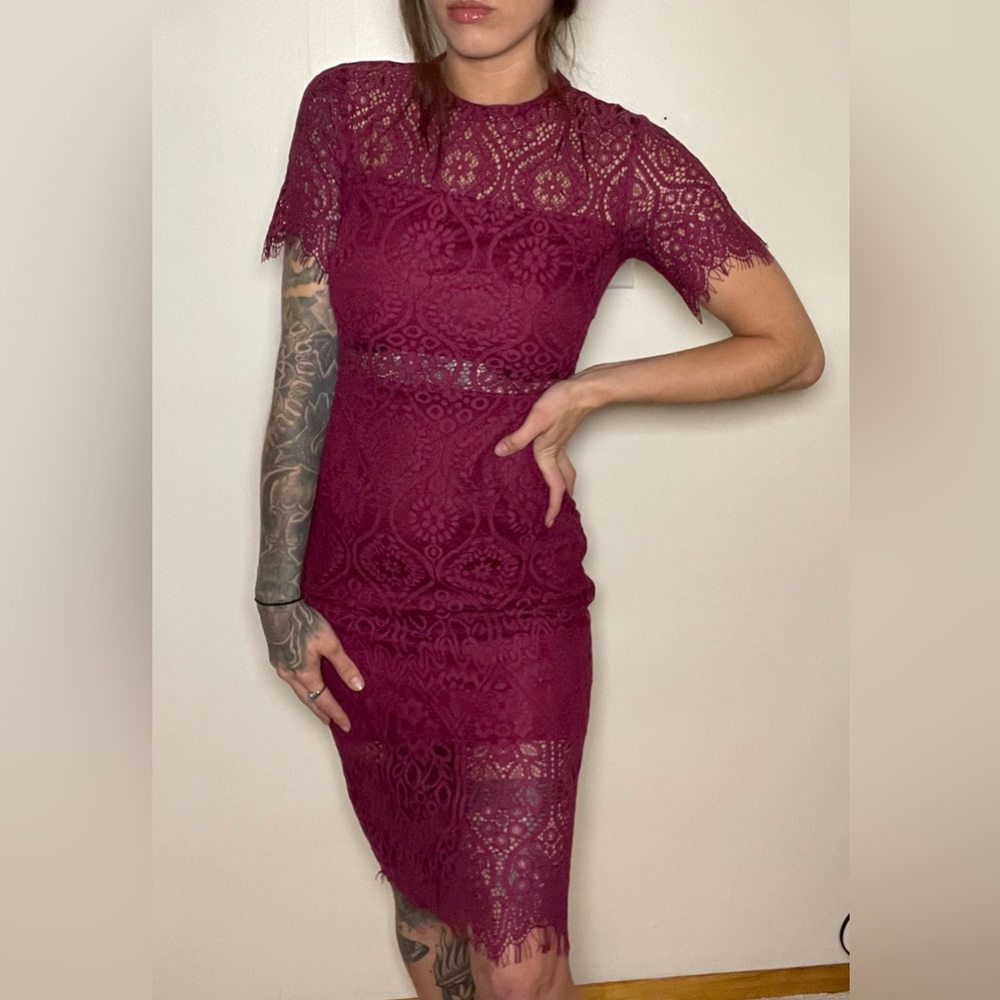 Francesca Miami maroon lace dress